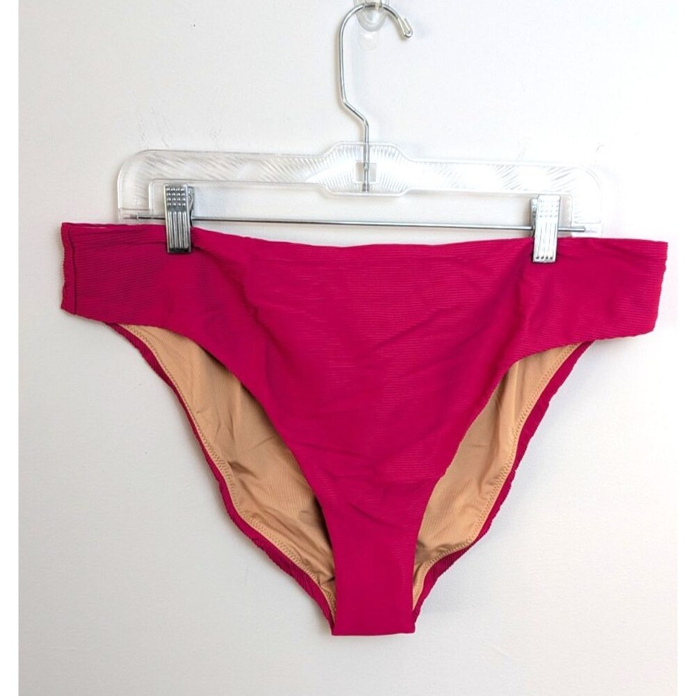 J.Crew Ribbed High-Rise Classic Cheeky Bikini Bottom Hot Pink SZ XXL NWT